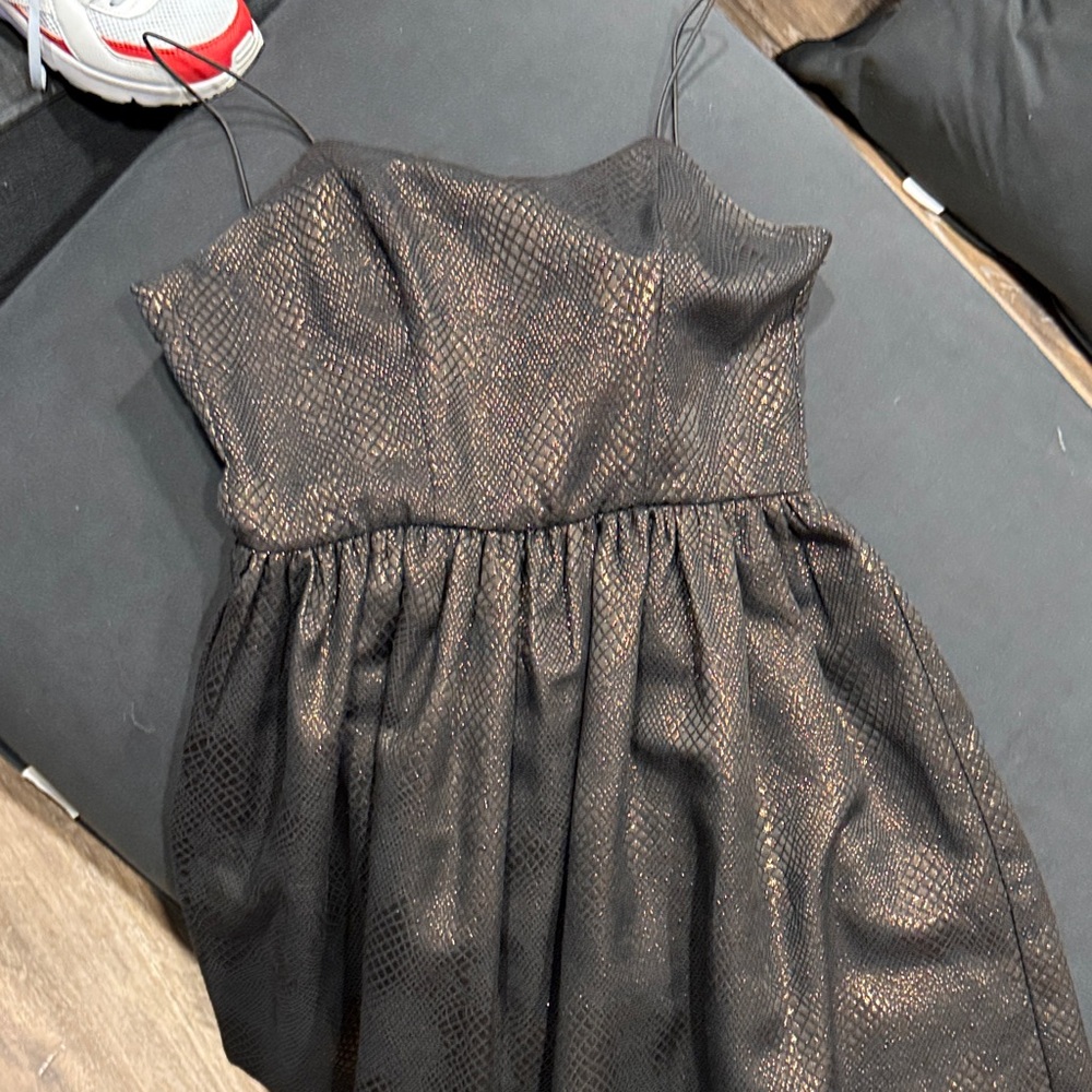 Black and bronze orange Textured Dress- gorgeous color.